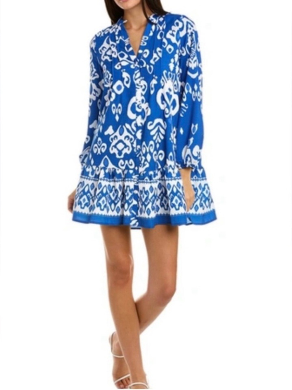 ZARA Blue and White Printed Mini Dress